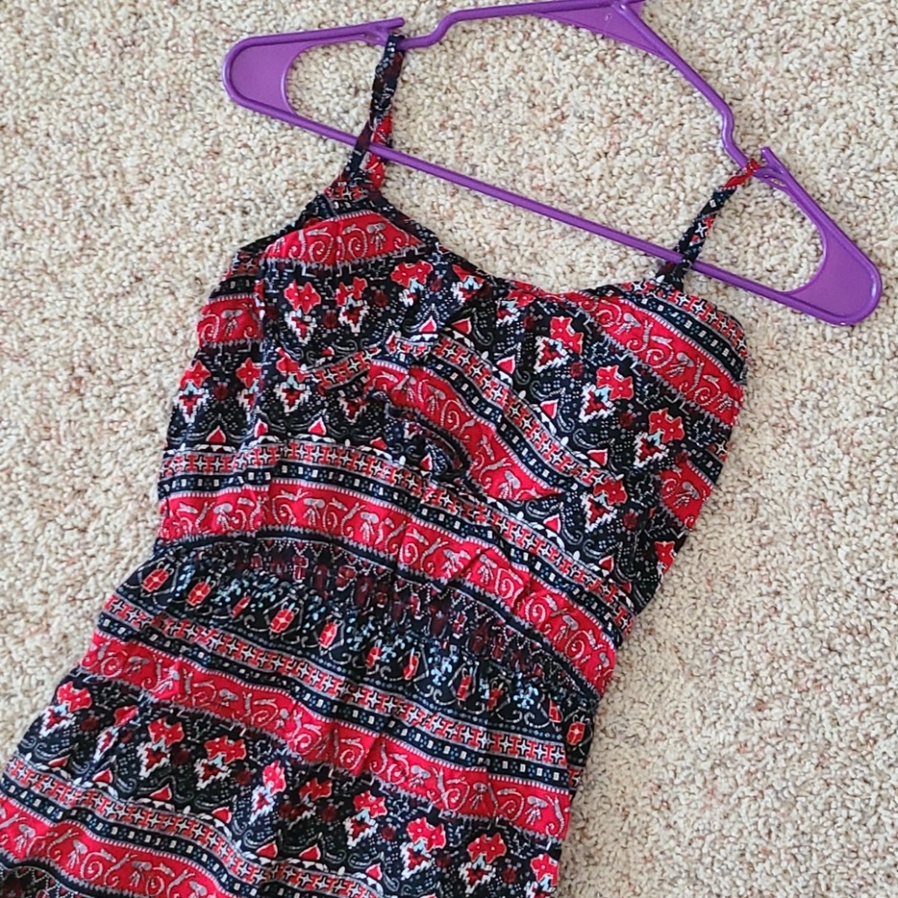 Pattern maxi dress with double slit